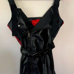 Black faux leather dress